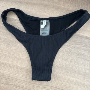 White Fox Boutique Black Ribbed Swim Bottom